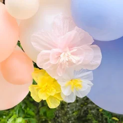 Party Delights Spring Balloon Arch With Paper Flowers - 60 Balloons< Arches & Clouds