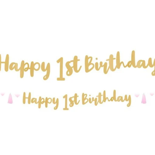 Party Delights 1St Birthday Pink Letter Banner - 1.8M< Banners