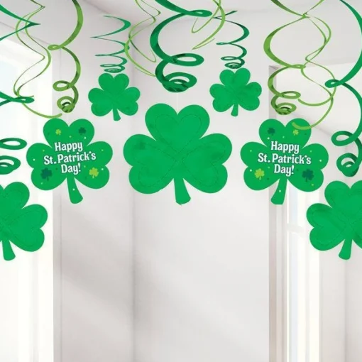 Party Delights St Patrick's Day Shamrock Hanging Swirls - 60Cm (30Pk)< Hanging Decorations