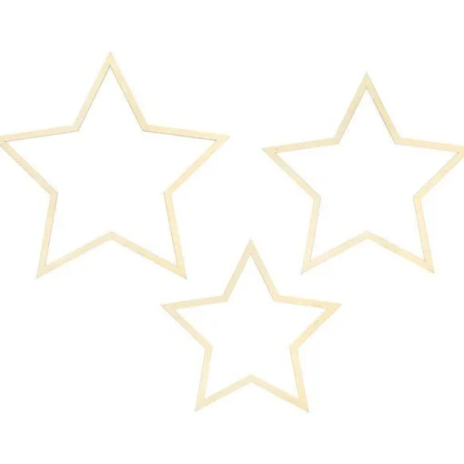 Star Wooden Decorations (3Pk)<Party Delights Clearance