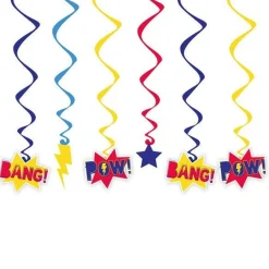 Party Delights Super Hero Party Hanging Swirl Decorations (6Pk)< Hanging Decorations