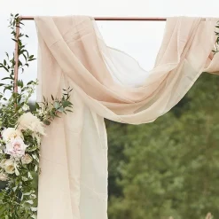 Party Delights Taupe Draping Voile Backdrop - 6M X 2.5M< Party Backdrops