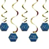 Party Delights 60Th Birthday Navy & Gold Geode Hanging Swirls (6Pk)< Hanging Decorations