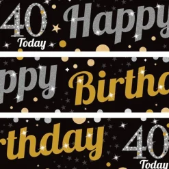 Party Delights 40Th Birthday Paper Banners - 1M (3Pk)< Banners