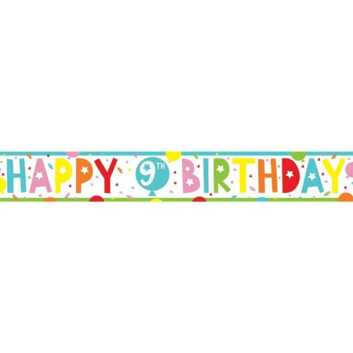 Party Delights 9Th Birthday Paper Banners - 1M (3Pk)< Banners