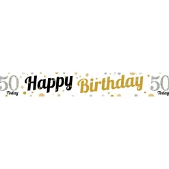 Party Delights 50Th Birthday Paper Banners - 1M (3Pk)< Banners