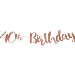 Party Delights 40Th Birthday Rose Gold Letter Bunting - 1M< Bunting