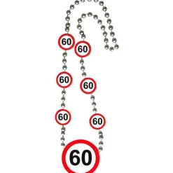 Party Delights 60Th Birthday Traffic Sign Necklace - 42Cm< Wearables