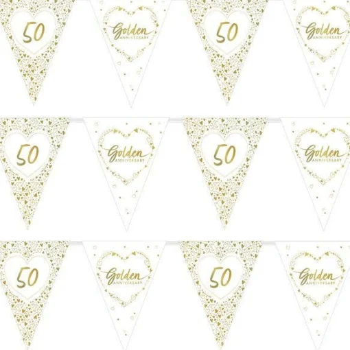 Party Delights 50Th Golden Wedding Anniversary Flag Bunting - 3.7M< Bunting