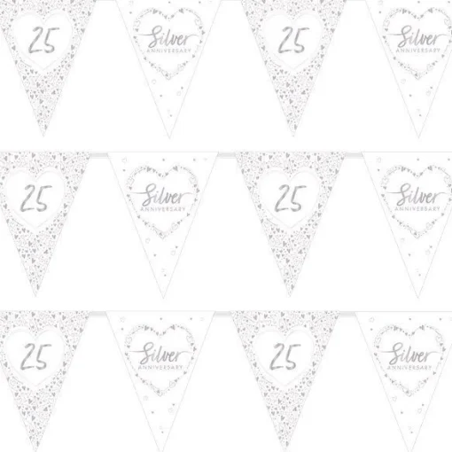 Party Delights 25Th Silver Wedding Anniversary Flag Bunting - 3.7M< Bunting