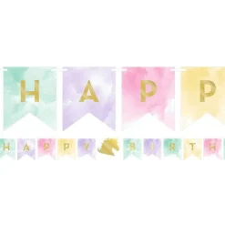 Party Delights Unicorn Sparkle 'Happy Birthday' Paper Banner - 2.4M< Banners