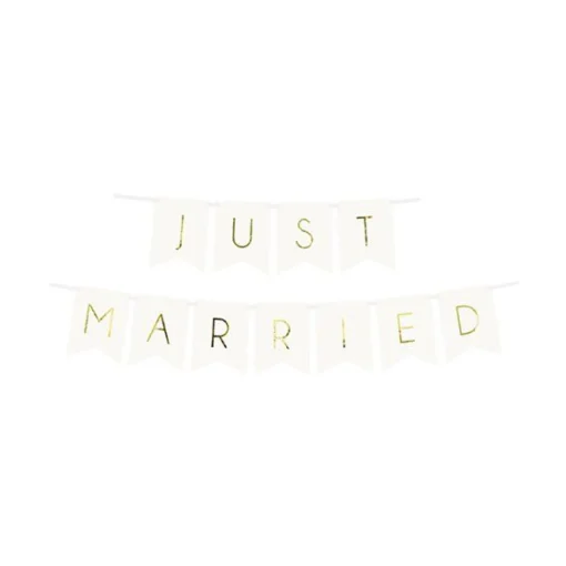 Party Delights White Just Married Bunting - 1.5M< Bunting