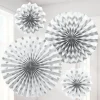 Party Delights White Paper Glitter Fan Decorations (4Pk)< Hanging Decorations