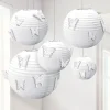 Party Delights White Paper Lanterns With Butterfly Attachments (5Pk)< Hanging Decorations