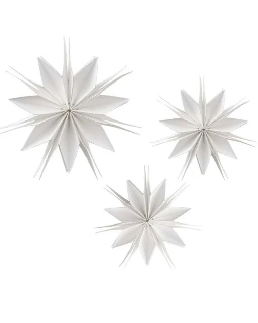 White Paper Stars Hanging Decorations (7Pk)<Party Delights Sale
