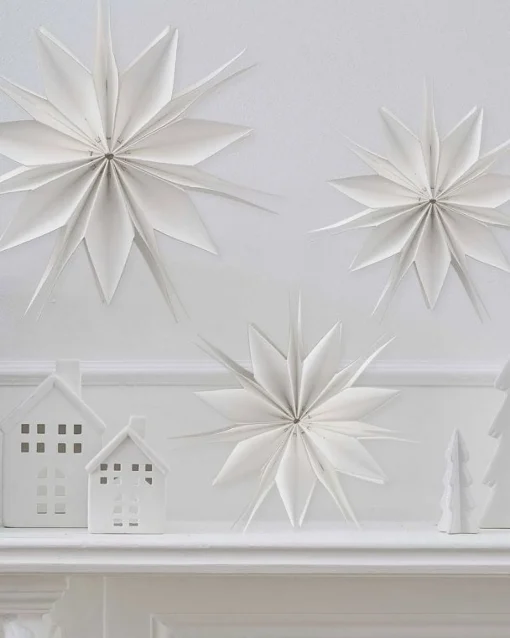 White Paper Stars Hanging Decorations (7Pk)<Party Delights Sale