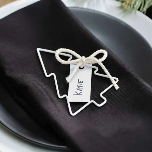 White Wire Christmas Tree Place Card Holder - 11Cm (4Pk)<Party Delights