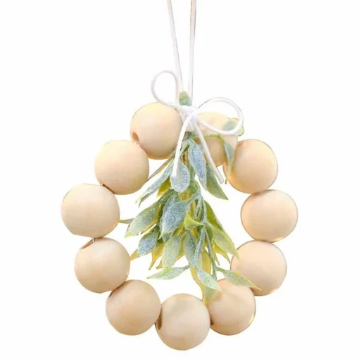 Wooden Beads & Foliage Tree Decorations (4Pk)<Party Delights Best