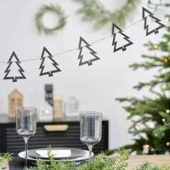 Wooden Tree Christmas Bunting Black - 2M<Party Delights Discount